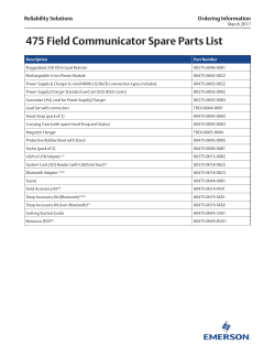 475 Field Communicator Spare Parts Ordering Information (Effective Oct 1, 2015)