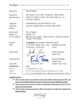 475/375 Power Supply/Charger EMC Test Report
