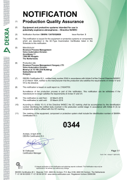 ATEX Production Quality Assurance Notification