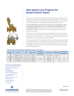 Daniel Control Valves - Speed Lane Program Technical Bulletin