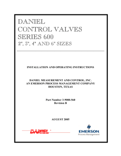 Daniel Control Valves - Model 600 Installation and Operation Manual