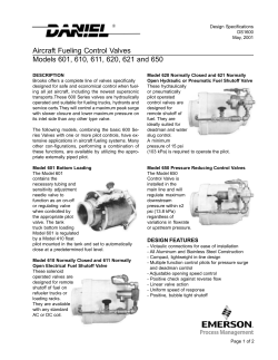 Daniel Control Valves - Model 601, 610, 611, 620, 621, and 650 Data Sheet