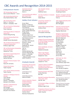 CBC Awards and Recognition 2014-2015