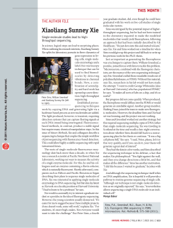 The Author Files: Xiaoliang Sunney Xie. Single-Molecule Studies Lead to High-Throughput Sequencing