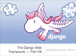 The Django Web Framework &ndash; Part VIII