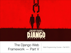 The Django Web Framework &ndash; Part V