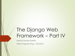 The Django Web Framework &ndash; Part IV