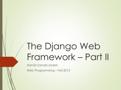 The Django Web Framework &ndash; Part II