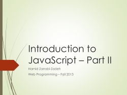 Introduction to JavaScript &ndash; Part II