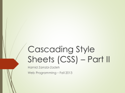 Cascading Style Sheets (CSS) &ndash; Part II