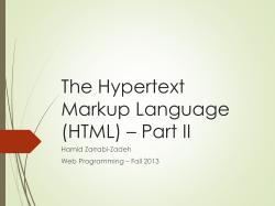 The Hypertext Markup Language (HTML) &ndash; Part II