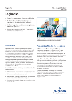 Logbooks Fiche de spécifications