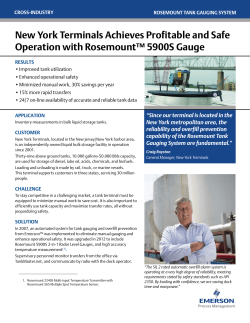 New York Terminals Achieves Profitable and Safe Operation with Rosemount&trade; 5900S Gauge