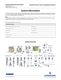 Rosemount Tank Gauging System Configuration Data Sheet