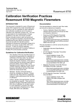 Supplement Calibration Verification Practices for Magnetic Flow Meters