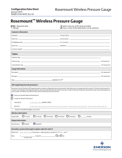 Configuration Data Sheet: Rosemount&trade; Wireless Pressure Gauge