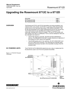 Manual Supplement Upgrading the Rosemount 8712C to 8712D