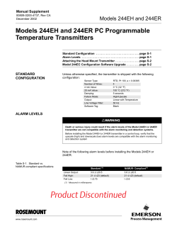 Manual Supplement Models 244EH and 244ER PC Programmable Temperature Transmitters