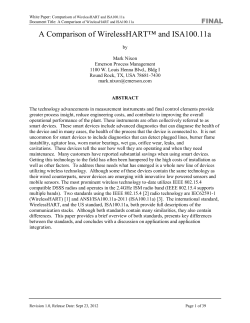 A Comparison of WirelessHART&trade; and ISA100.11a