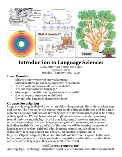LING 300/ANTH 373/PSYC 470 Introduction to linguistics
