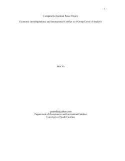 "Comparative Kantian Peace: Economic Interdependence and International Conflict."