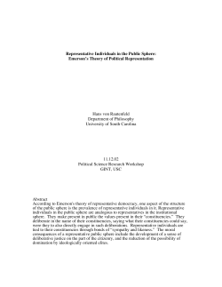 "Representive Individuals in the Public Sphere: Emerson's&nbsp;Theory of Political Representation."