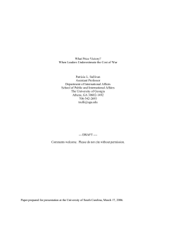 "What Price Victory? When Leaders Underestimate the Cost of War"