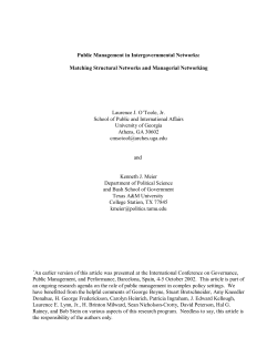 "Public Management in Intergovernmental Networks:Matching Structural Networks and Managerial Networking"