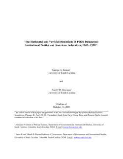 "The Horizontal and Vertical Dimensions of Policy Delegation: Institutional Politics and American Federalism, 1947 - 1998"