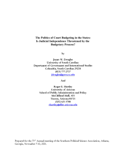 "The Politics of Court Budgeting in the States: Is Judicial Independence Threatened by the Budgetary Process?"
