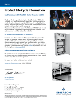 MaC501 Cargo Control System with Saab TankRadar TRM – End of Life 2016