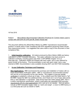 Recommended Best Practices for Calibration of Coriolis Meters Used to Comply With EPA 40 CFR part 98-Green House Gas