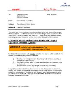 Daniel Ultrasonic Flow Meters - Gas Meters Lifting Safety Bulletin