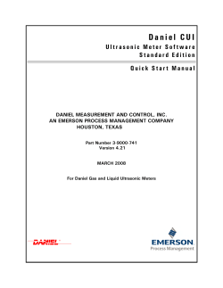 Daniel Ultrasonic Flow Meters - CUI Ultrasonic Meter Software Standard Edition Quick Start Manual