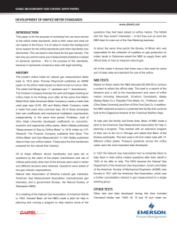 Orifice Meters - Development of Orifice Meter Standards Technical White Paper
