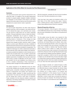 Orifice Meters - Application of the Orifice Meter for Accurate Gas Flow Measurement