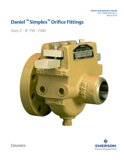 Daniel Orifice Fittings - Simplex Orifice Plate Holder Operation Manual