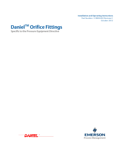 Daniel Orifice Fittings - Pressure Equipment Directive Operation Manual