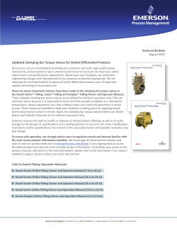 Daniel Orifice Fittings - Updated Clamping Bar Torque Values Technical Bulletin