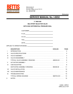 3" ANSI 600 Multiport Flow Selector Valve With High Differential Pressure Seal Service Manual