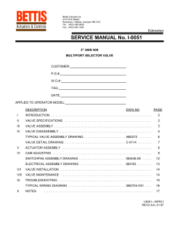 2" ANSI 600 Multiport Flow Selector Valve Service Manual