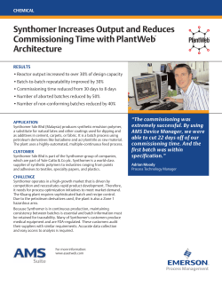 Synthomer Increases Output and Reduces Commissioning Time with PlantWeb Architecture