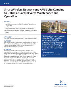 SmartWireless Network and AMS Suite Combine to Optimize Control Valve Maintenance and Operation