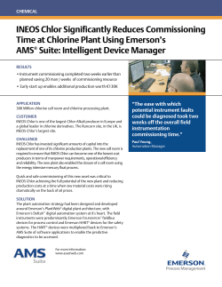 INEOS Chlor Significantly Reduces Commissioning Time at Chlorine Plant Using Emerson's AMS Suite: Intelligent Device Manager