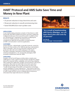 HART Protocol and AMS Suite Save Time and Money in New Plant