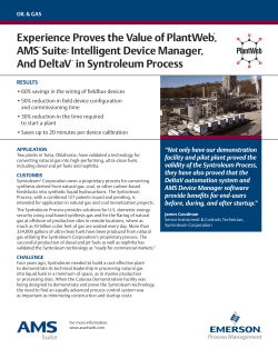 Experience Proves the Value of PlantWeb, AMS Suite: Intelligent Device Manager, And DeltaV in Syntroleum Process