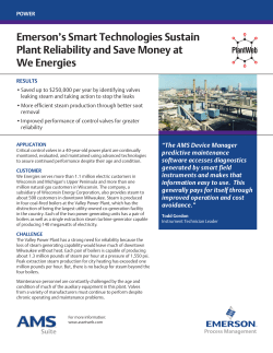 Emerson's Smart Technologies Sustain Plant Reliability and Save Money at We Energies
