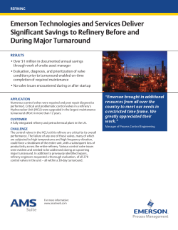 Emerson Technologies and Services Deliver Significant Savings to Refinery Before and During Major Turnaround