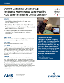 DuPont Gains Low-Cost Startup, Predictive Maintenance Supported by AMS Suite: Intelligent Device Manager
