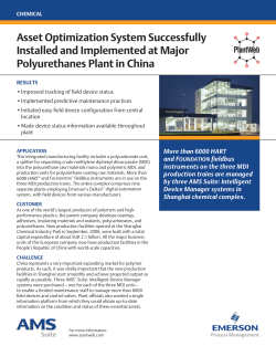 Asset Optimization System Successfully Installed and Implemented at Major Polyurethanes Plant in China